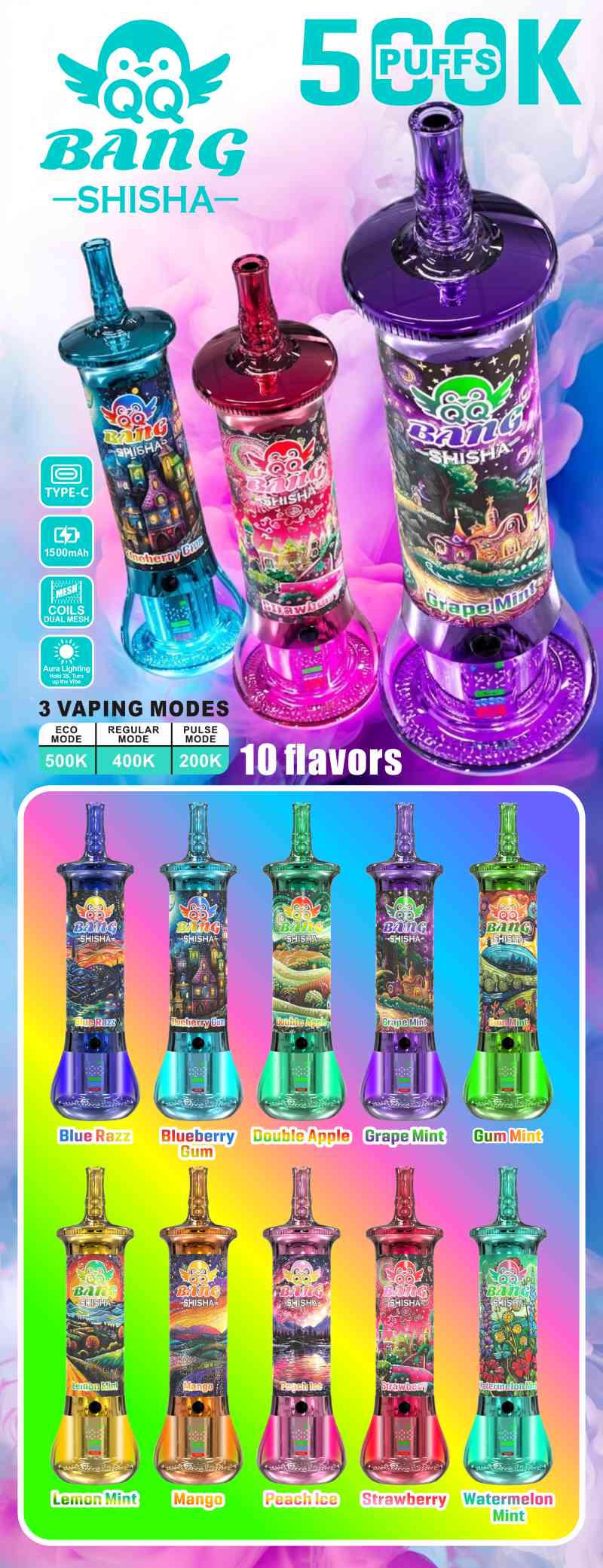 QQ BANG SHISHA 500K 12 QQ BANG SHISHA 500K 12